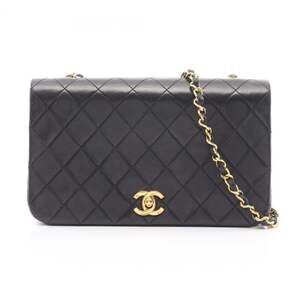 CHANEL Matelasse Full Flap Shoulder Bag in Lambskin Leather, Black